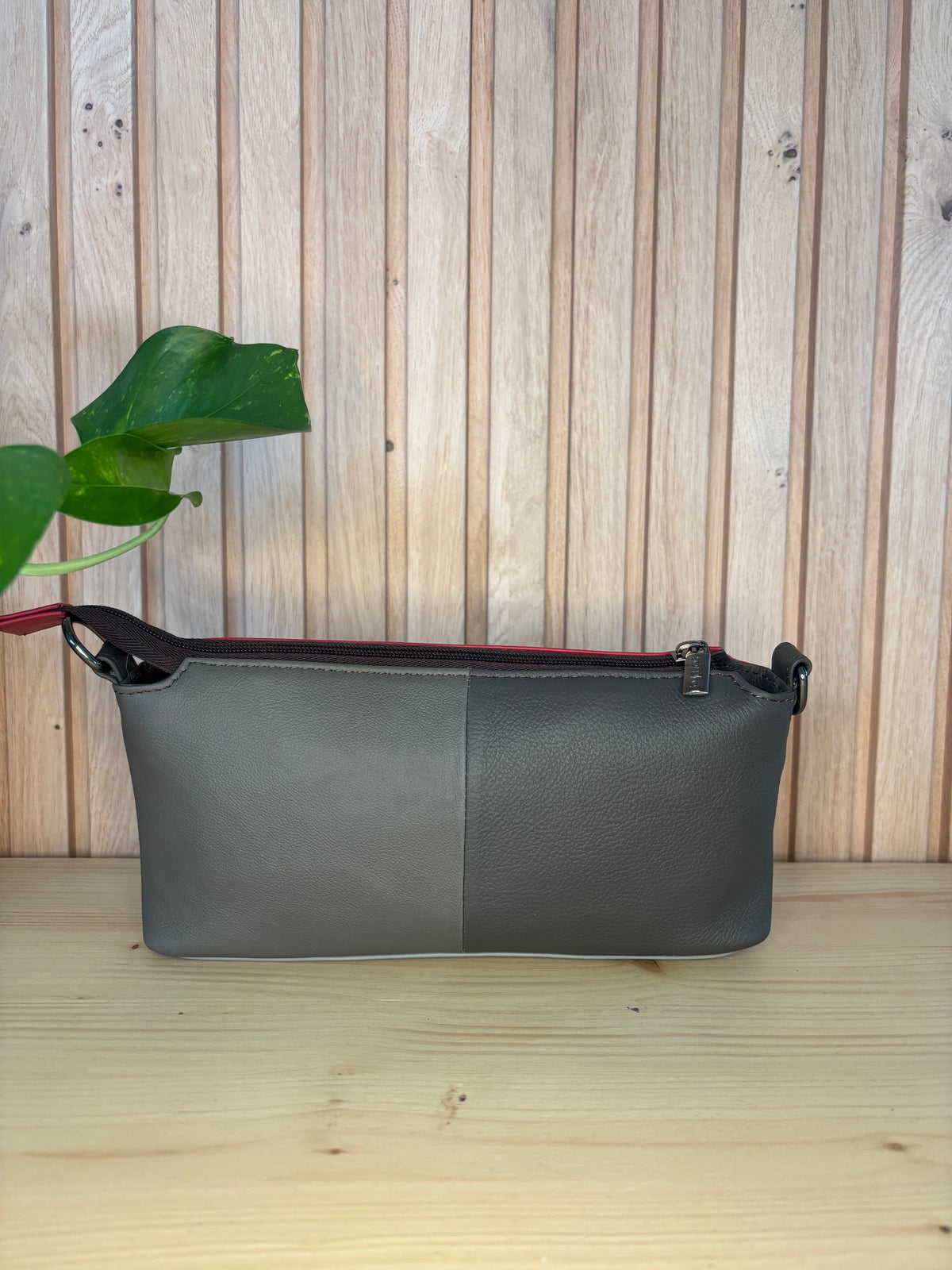 Leren tas met luipaardprint - rood