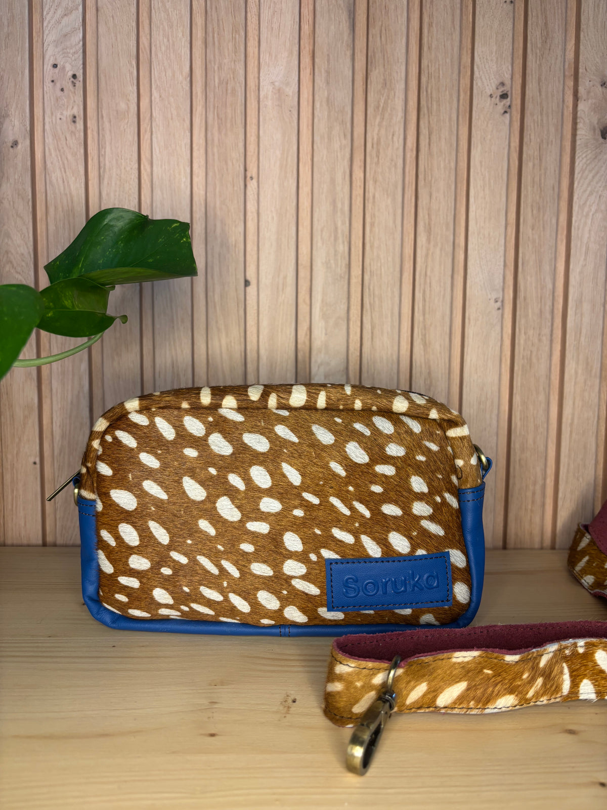 Leren tas met hertprint