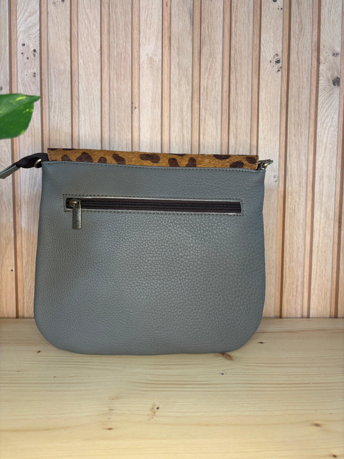 Leren tas met luipaardprint - donkerblauw