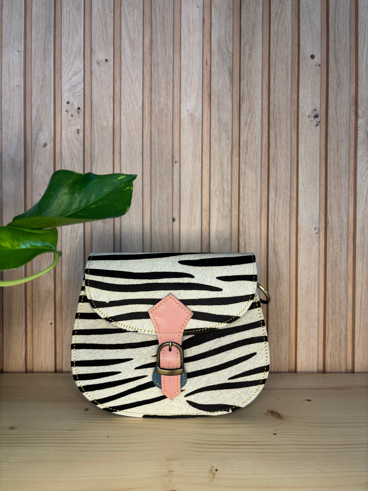 Leren tas met zebraprint