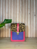 Leren tas met luipaardprint - roos