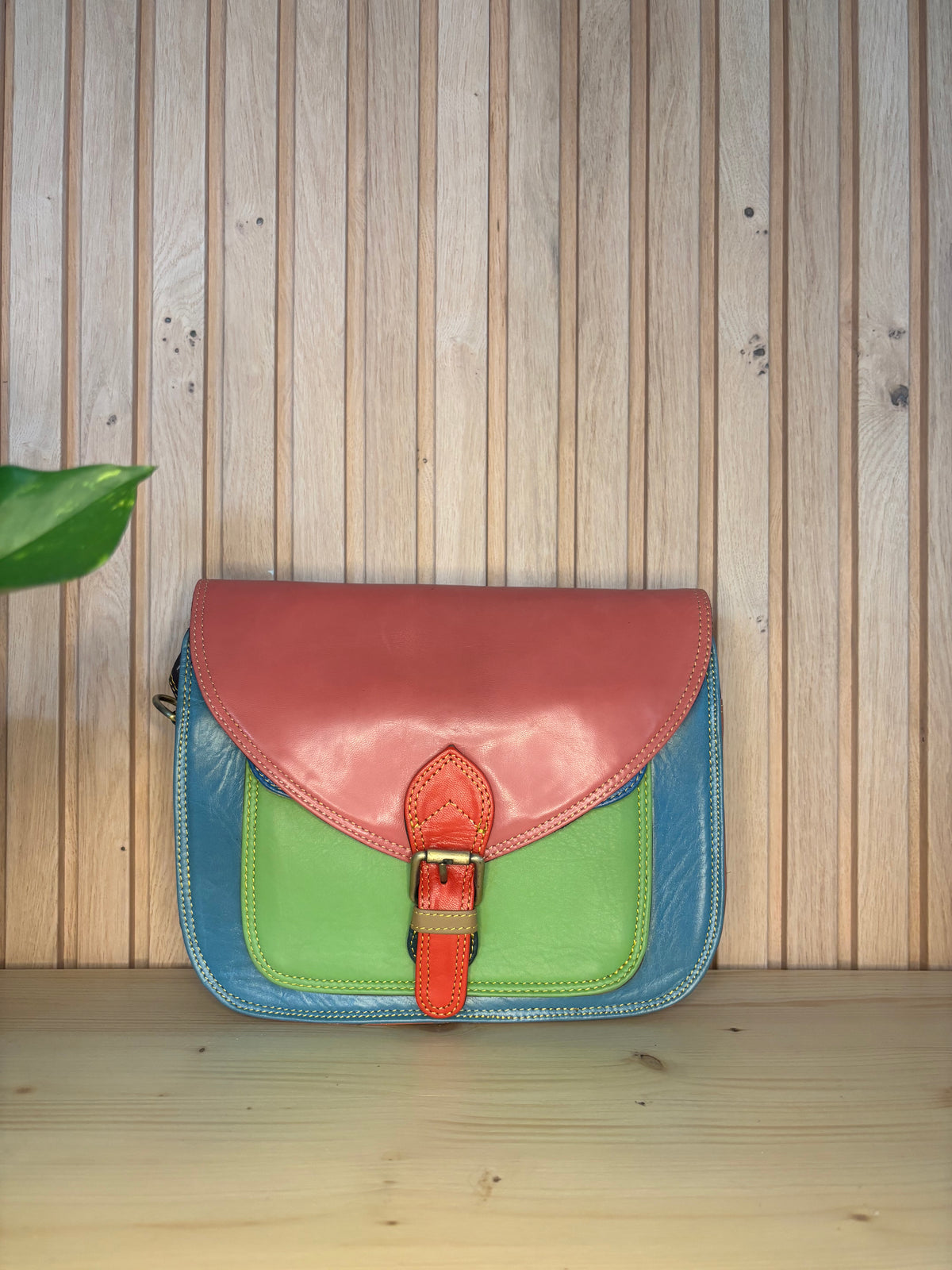 Leren tas zonder print - roos