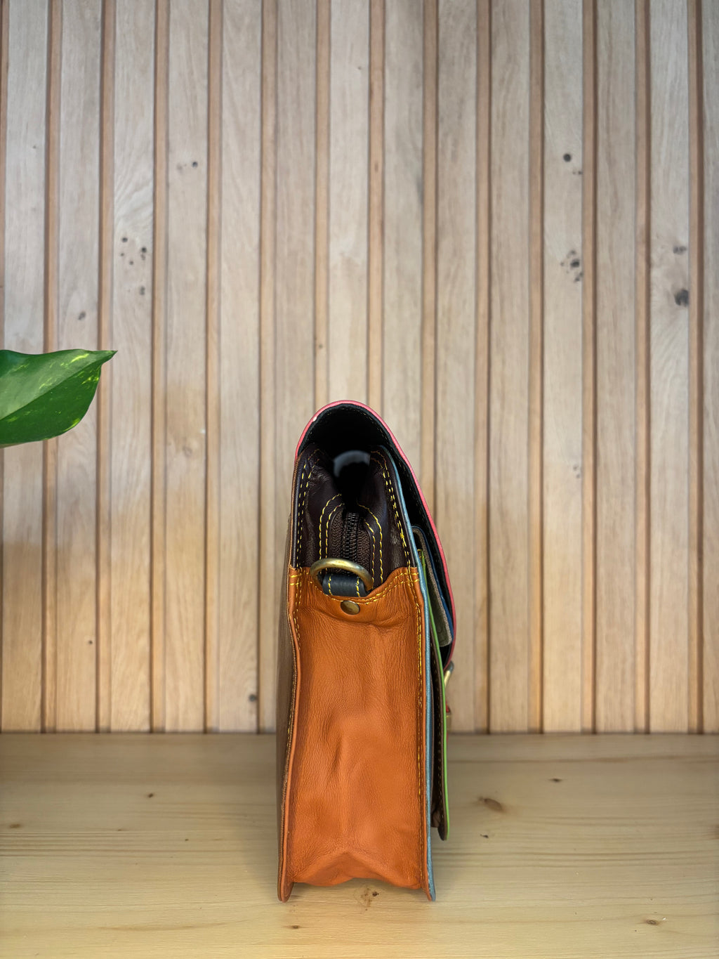 Leren tas zonder print - roos