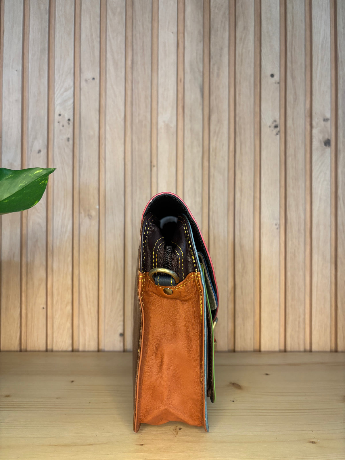 Leren tas zonder print - roos