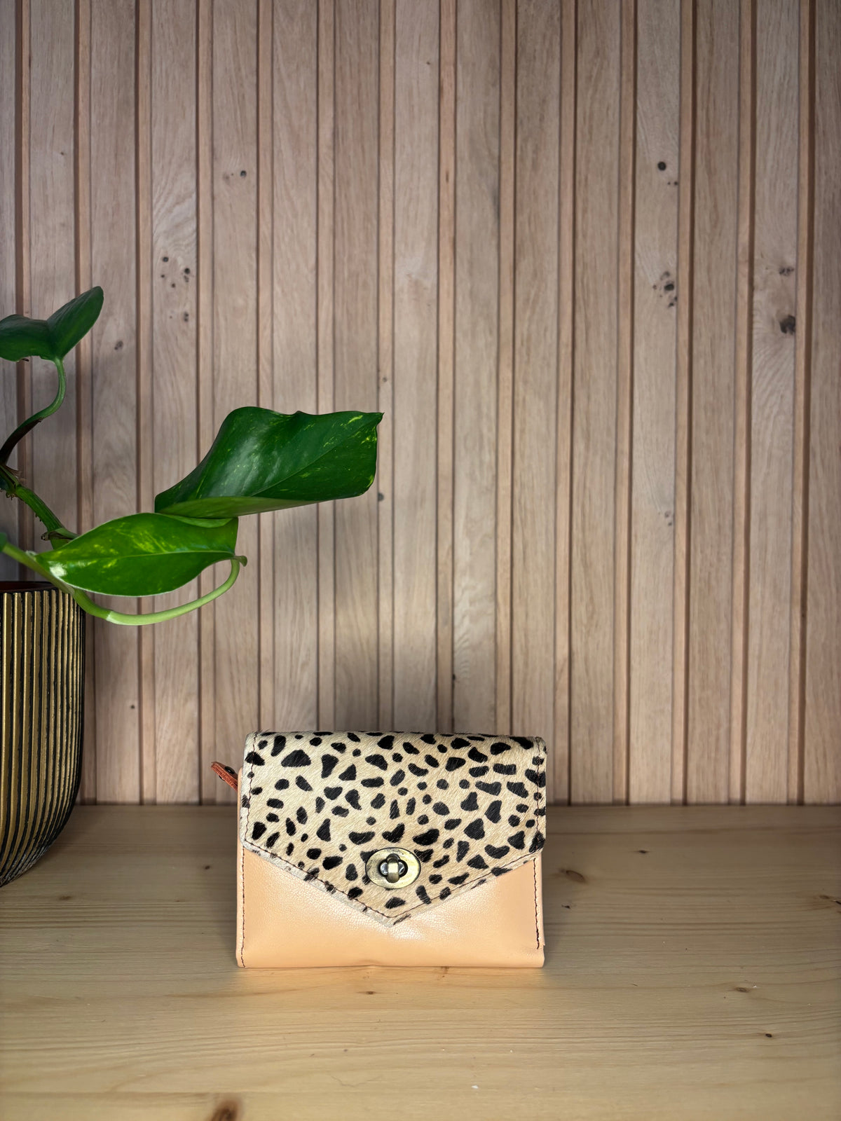 Leren enveloppe portemonnee - oudroze