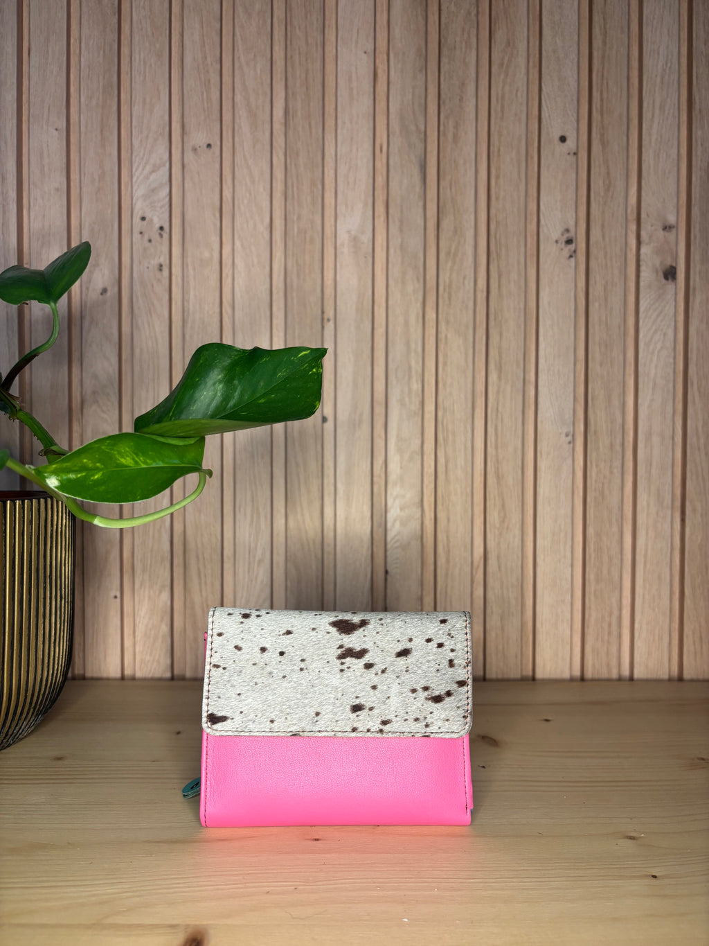 Leren enveloppe portemonnee - roos