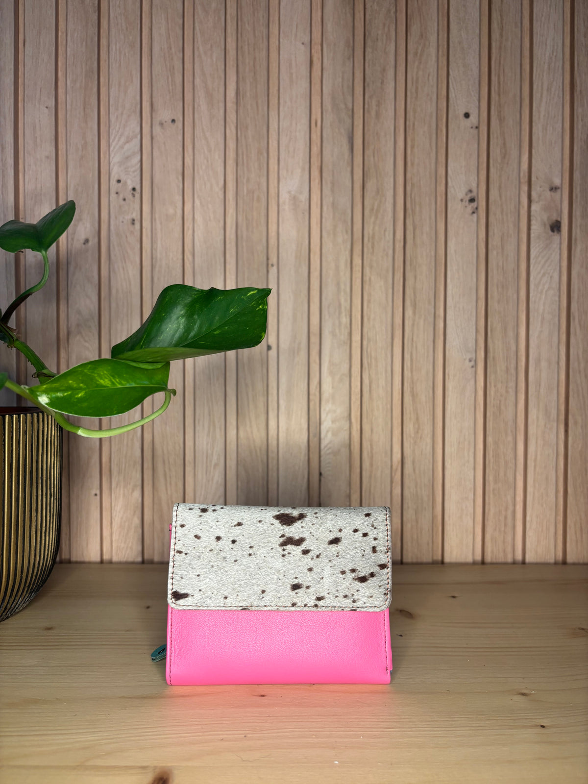 Leren enveloppe portemonnee - roos