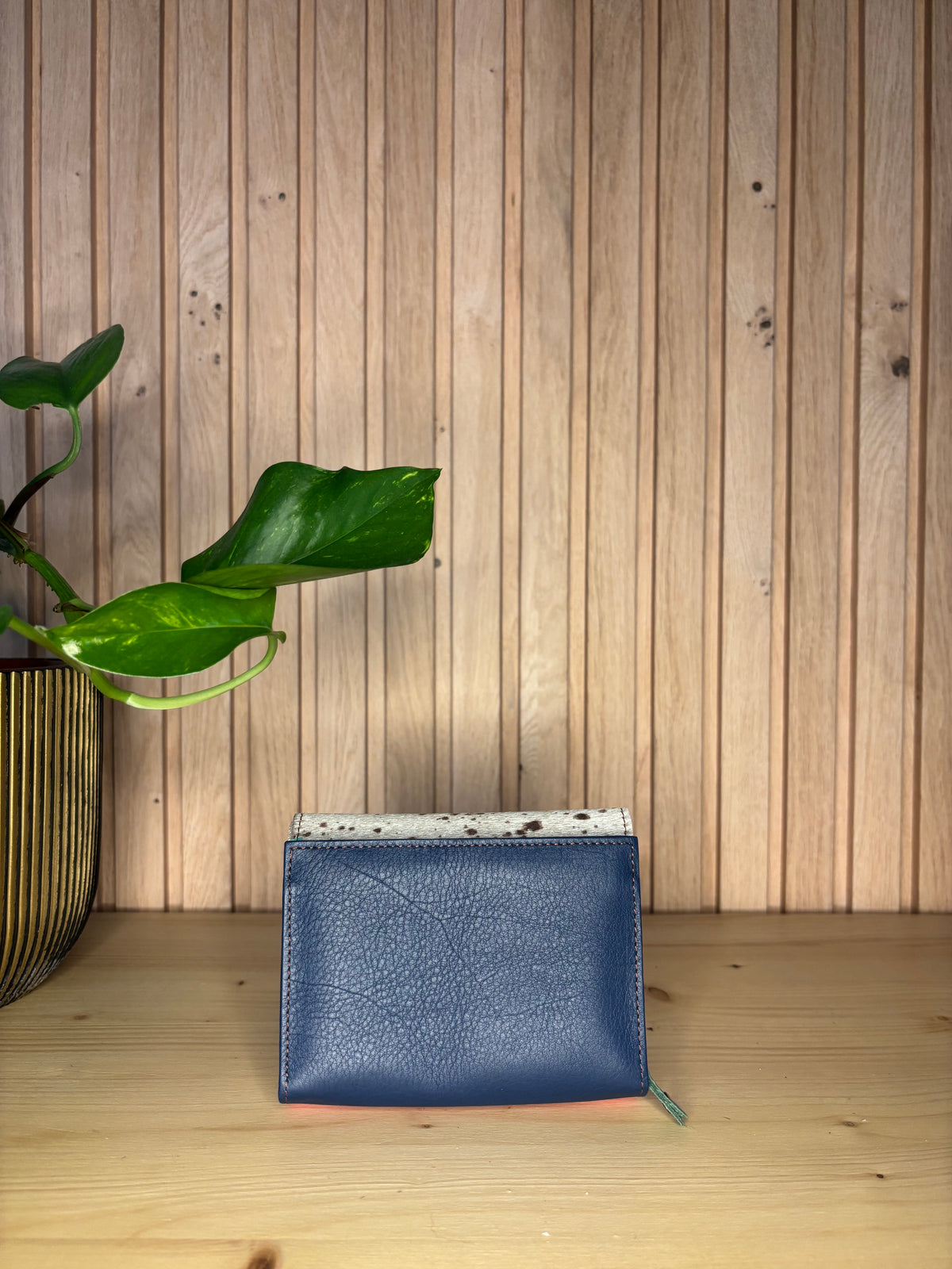 Leren enveloppe portemonnee - roos