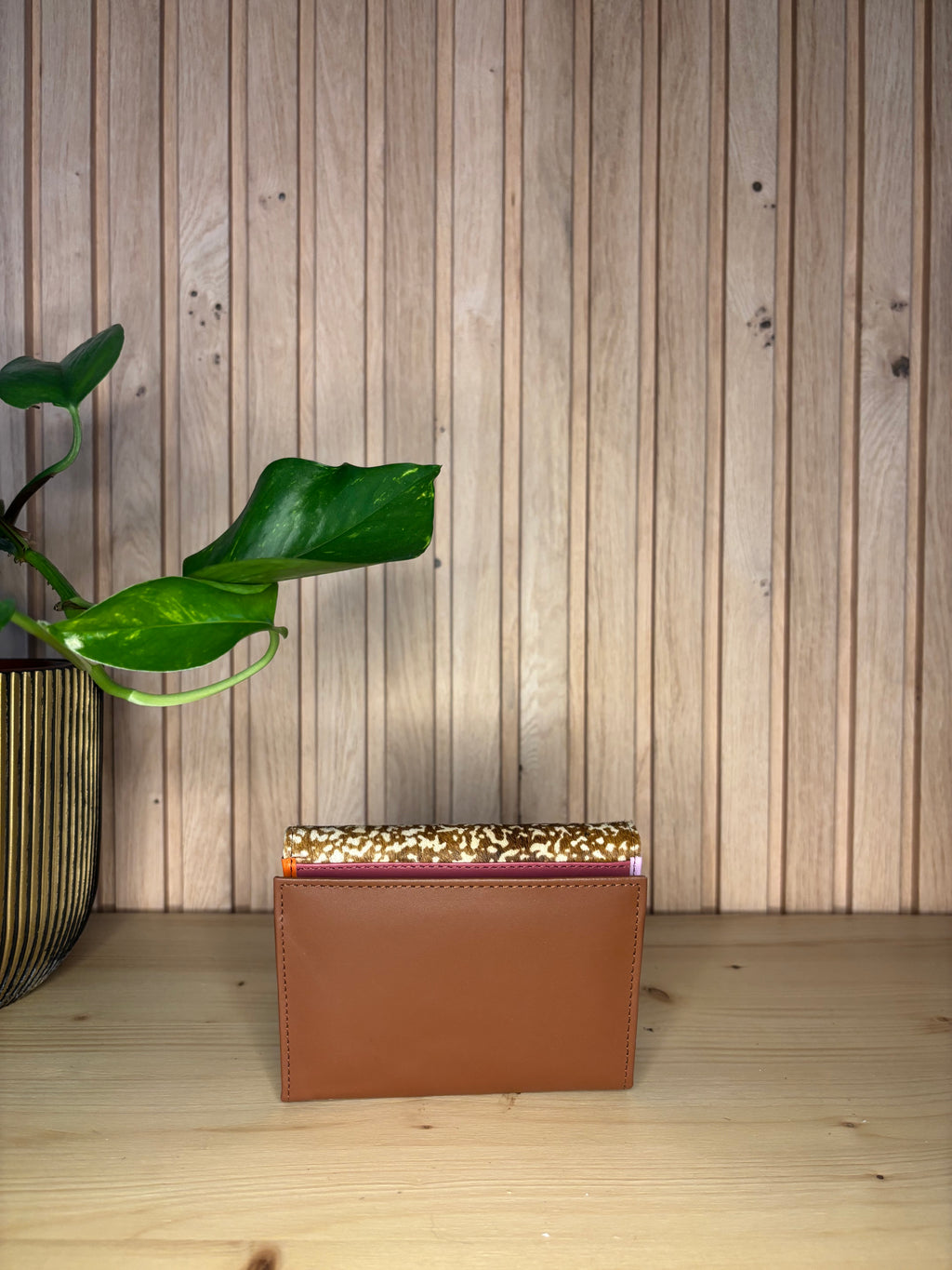 Leren enveloppe portemonnee - lichtgroen