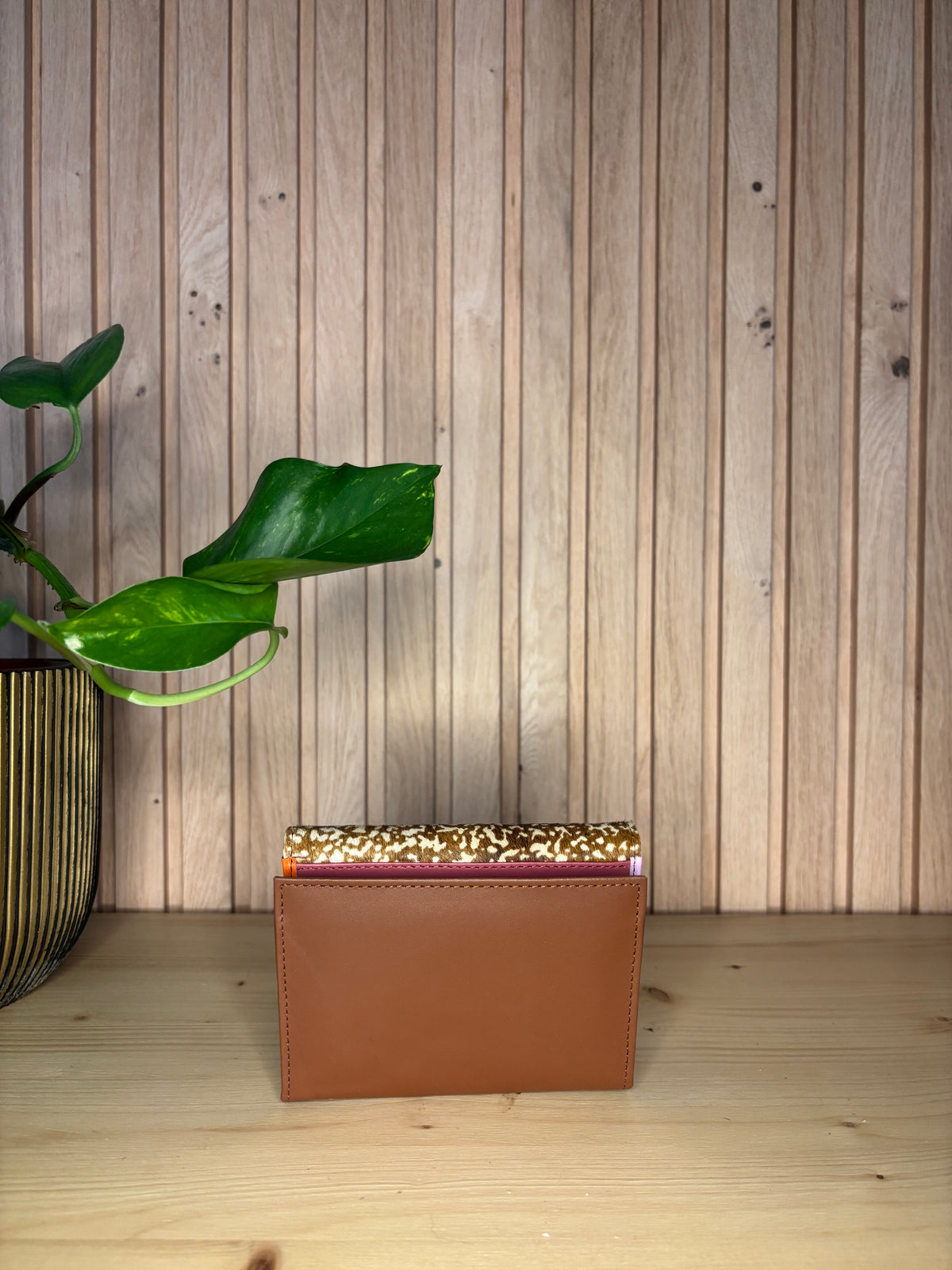 Leren enveloppe portemonnee - lichtgroen
