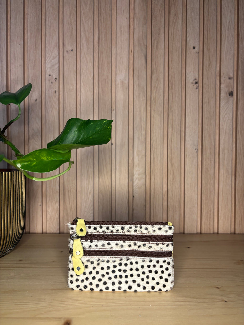 Leren pocket portemonnee - geel