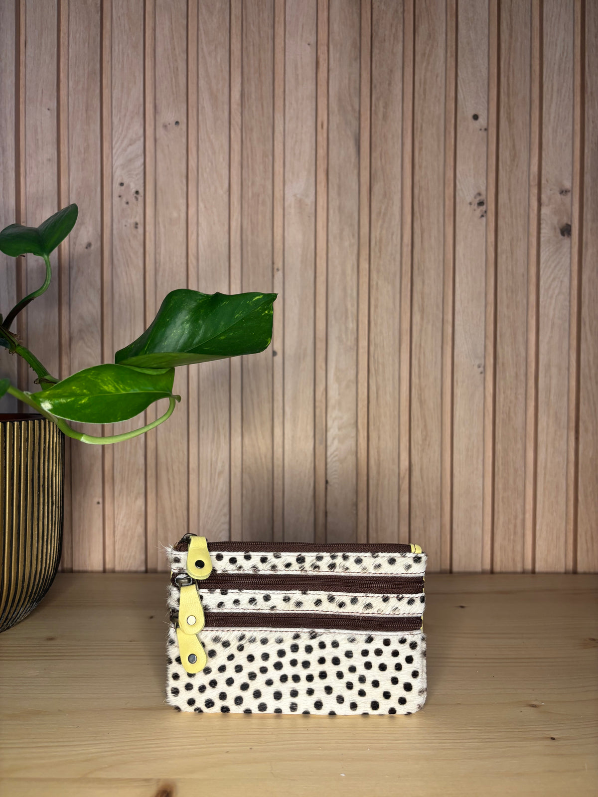 Leren pocket portemonnee - geel