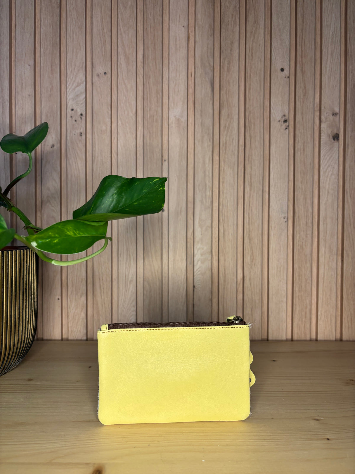 Leren pocket portemonnee - geel