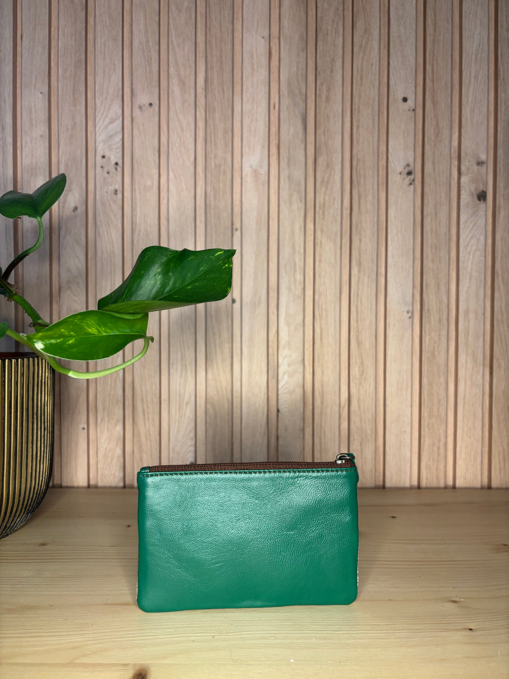 Leren pocket portemonnee - groen