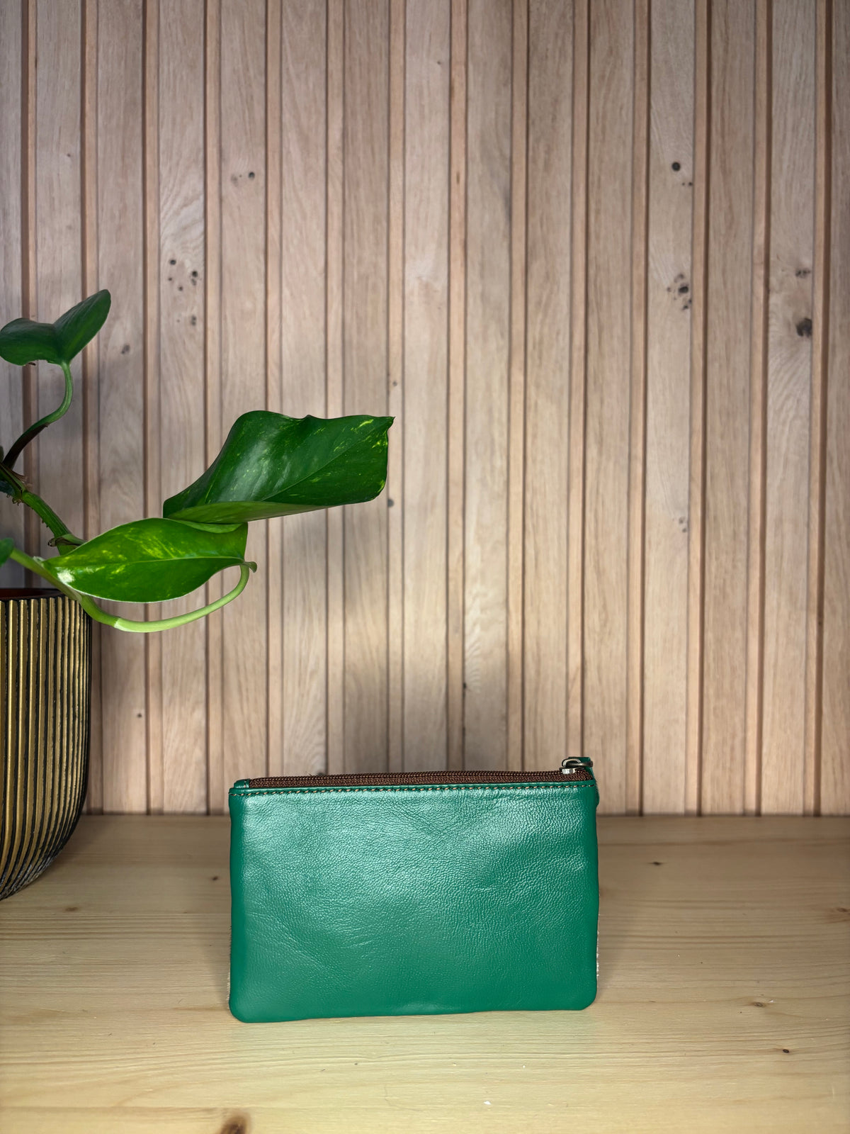 Leren pocket portemonnee - groen