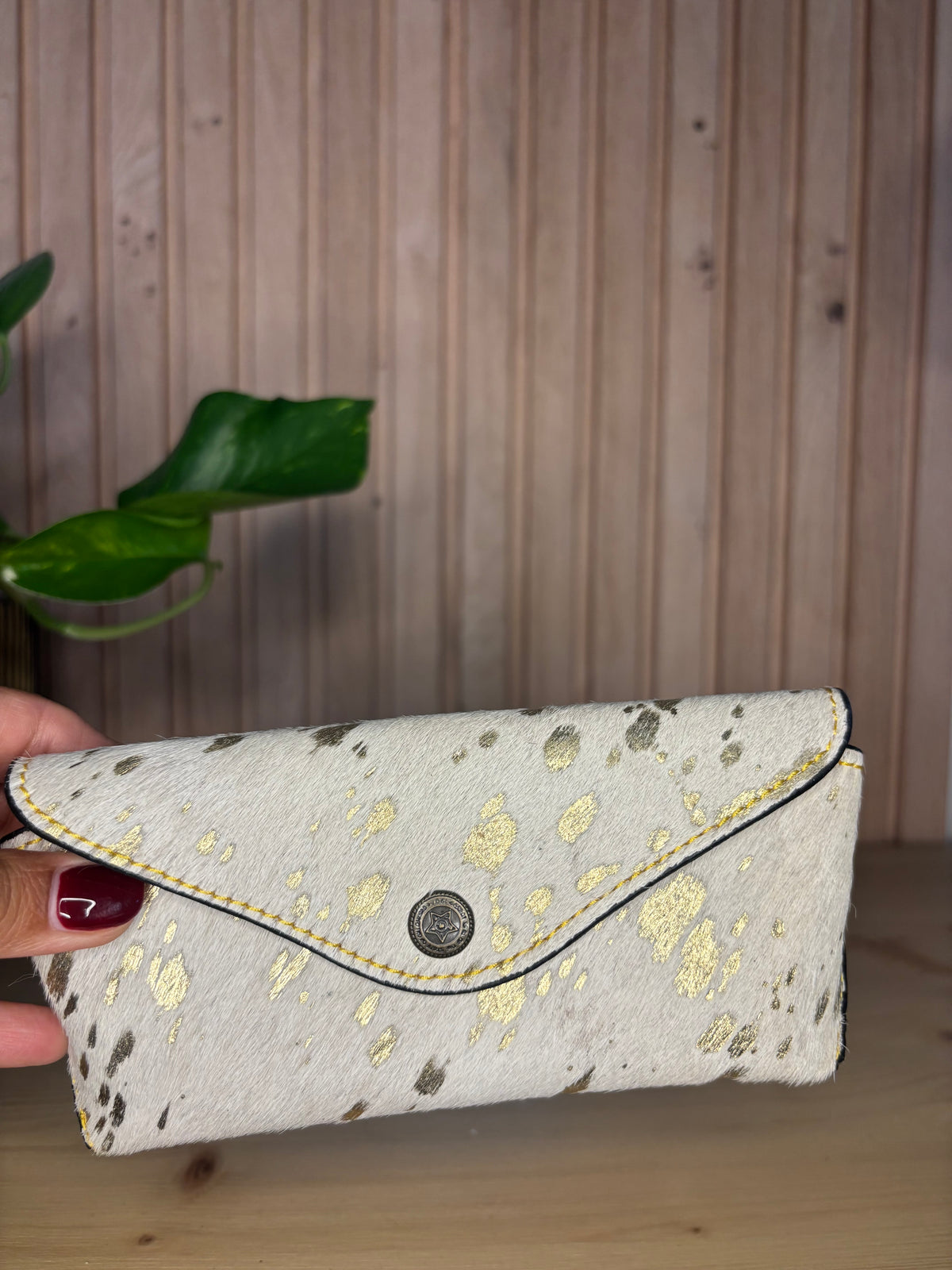 Leren brillenkoker - wit/sparkle